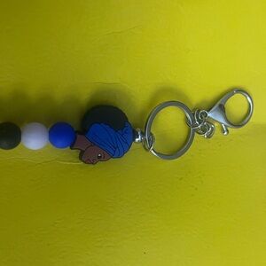 Stylish Keychain with Blue and Black Beads